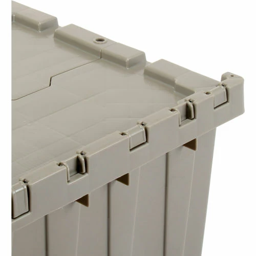 Global Industrial Plastic Attached Lid Shipping & Storage Container 25-1/4x16-1/4x13-3/4 Gray 9 Global Industrial Plastic Attached Lid Shipping & Storage Container 25-1/4x16-1/4x13-3/4 Gray - Image 9