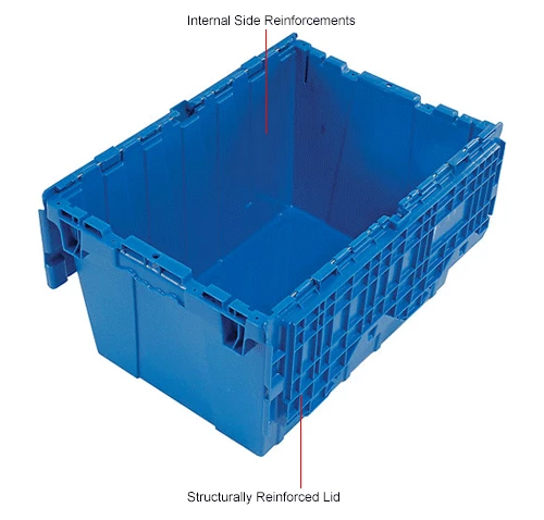 Global Industrial Plastic Attached Lid Shipping & Storage Container 23-3/4x19-1/4x12-1/2 Blue 14 Global Industrial Plastic Attached Lid Shipping & Storage Container 23-3/4x19-1/4x12-1/2 Blue - Image 14