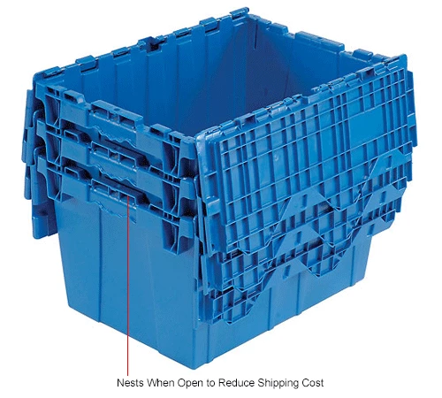 Global Industrial Plastic Attached Lid Shipping & Storage Container 23-3/4x19-1/4x12-1/2 Blue 15 Global Industrial Plastic Attached Lid Shipping & Storage Container 23-3/4x19-1/4x12-1/2 Blue - Image 15