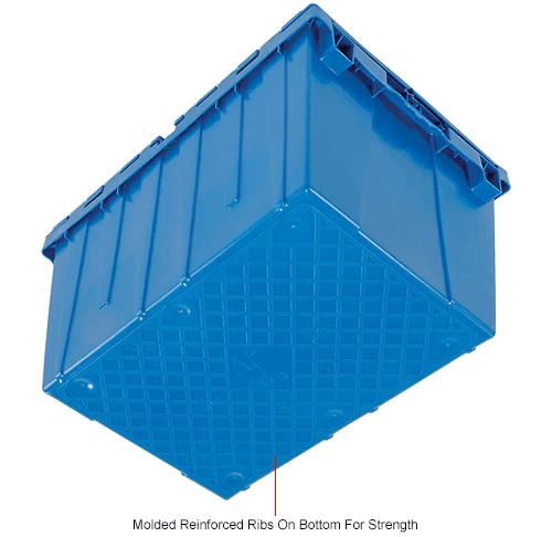 Global Industrial Plastic Attached Lid Shipping & Storage Container 23-3/4x19-1/4x12-1/2 Blue 16 Global Industrial Plastic Attached Lid Shipping & Storage Container 23-3/4x19-1/4x12-1/2 Blue - Image 16