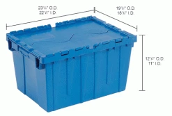 Global Industrial Plastic Attached Lid Shipping & Storage Container 23-3/4x19-1/4x12-1/2 Blue 34 Global Industrial Plastic Attached Lid Shipping & Storage Container 23-3/4x19-1/4x12-1/2 Blue -Containers & Organizers Sales Store 257813BLIN dim