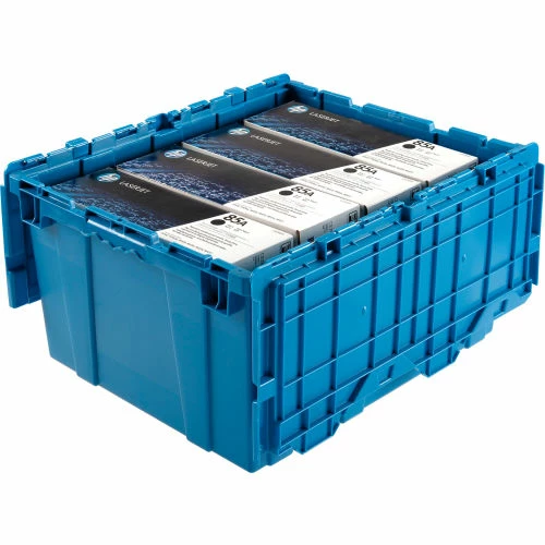 Global Industrial Plastic Attached Lid Shipping & Storage Container 23-3/4x19-1/4x12-1/2 Blue 3 Global Industrial Plastic Attached Lid Shipping & Storage Container 23-3/4x19-1/4x12-1/2 Blue - Image 3