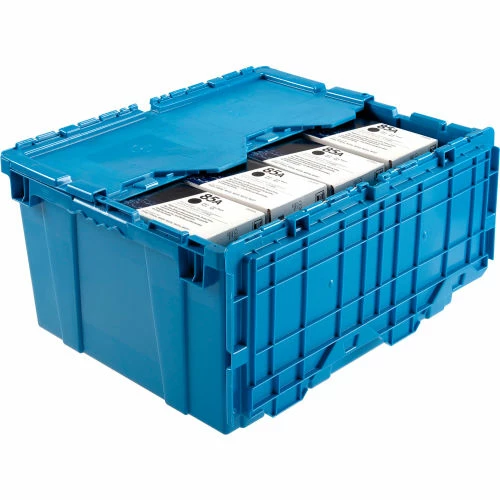 Global Industrial Plastic Attached Lid Shipping & Storage Container 23-3/4x19-1/4x12-1/2 Blue 4 Global Industrial Plastic Attached Lid Shipping & Storage Container 23-3/4x19-1/4x12-1/2 Blue - Image 4