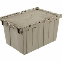 Global Industrial™ Plastic Shipping/Storage Tote w/Attached Lid, 23-3/4"x19-1/4"x12-1/2", Gray