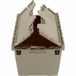 Global Industrial™ Plastic Shipping/Storage Tote w/Attached Lid, 23-3/4"x19-1/4"x12-1/2", Gray -Containers & Organizers Sales Store 257813GY 04