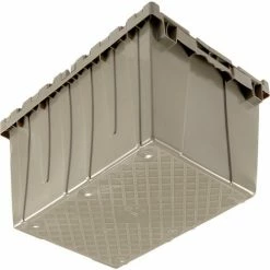 Global Industrial™ Plastic Shipping/Storage Tote w/Attached Lid, 23-3/4"x19-1/4"x12-1/2", Gray -Containers & Organizers Sales Store 257813GY 05