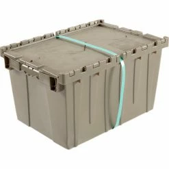 Global Industrial™ Plastic Shipping/Storage Tote w/Attached Lid, 23-3/4"x19-1/4"x12-1/2", Gray -Containers & Organizers Sales Store 257813GY 10