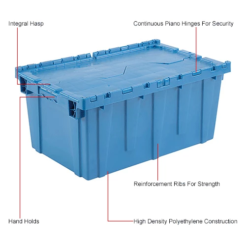 Global Industrial Plastic Attached Lid Shipping and Storage Container 27-3/16x16-5/8x12-1/2 BL 14 Global Industrial Plastic Attached Lid Shipping and Storage Container 27-3/16x16-5/8x12-1/2 BL - Image 14