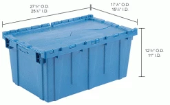 Global Industrial Plastic Attached Lid Shipping and Storage Container 27-3/16x16-5/8x12-1/2 BL 38 Global Industrial Plastic Attached Lid Shipping and Storage Container 27-3/16x16-5/8x12-1/2 BL -Containers & Organizers Sales Store 257814BLIN dim