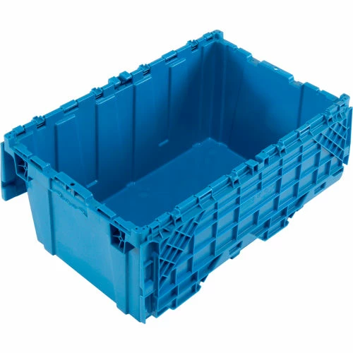 Global Industrial Plastic Attached Lid Shipping and Storage Container 27-3/16x16-5/8x12-1/2 BL 2 Global Industrial Plastic Attached Lid Shipping and Storage Container 27-3/16x16-5/8x12-1/2 BL - Image 2