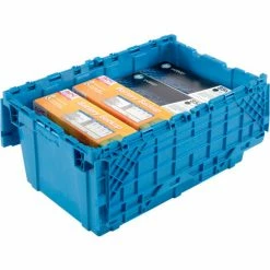 Global Industrial Plastic Attached Lid Shipping and Storage Container 27-3/16x16-5/8x12-1/2 BL 22 Global Industrial Plastic Attached Lid Shipping and Storage Container 27-3/16x16-5/8x12-1/2 BL -Containers & Organizers Sales Store 257814BL 02 1