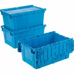 Attached Lid Shipping Container 27-3/16 x 16-5/8 x 12-1/2 Blue with Dolly Combo -Containers & Organizers Sales Store 257814BL 04