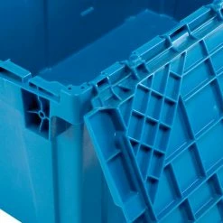 Attached Lid Shipping Container 27-3/16 x 16-5/8 x 12-1/2 Blue with Dolly Combo -Containers & Organizers Sales Store 257814BL 09