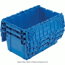 Attached Lid Shipping Container 27-3/16 x 16-5/8 x 12-1/2 Blue with Dolly Combo -Containers & Organizers Sales Store 257814BL 4wco