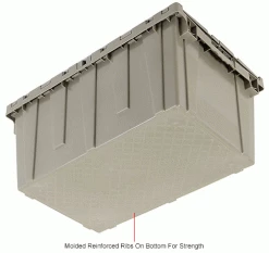 Global Industrial™ Shipping & Storage Container w/Attached Lid, 27-3/16"x16-5/8"x12-1/2", Gray -Containers & Organizers Sales Store 257814IN 5wco