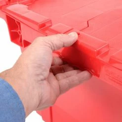 Attached Lid Shipping Container 27-3/16 x 16-5/8 x 12-1/2 Red with Dolly Combo 44 Attached Lid Shipping Container 27-3/16 x 16-5/8 x 12-1/2 Red with Dolly Combo -Containers & Organizers Sales Store 257814RD 12