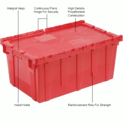 Attached Lid Shipping Container 27-3/16 x 16-5/8 x 12-1/2 Red with Dolly Combo 52 Attached Lid Shipping Container 27-3/16 x 16-5/8 x 12-1/2 Red with Dolly Combo -Containers & Organizers Sales Store 257814RD 1wco