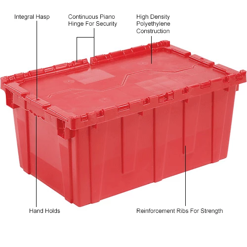 Attached Lid Shipping Container 27-3/16 x 16-5/8 x 12-1/2 Red with Dolly Combo 21 Attached Lid Shipping Container 27-3/16 x 16-5/8 x 12-1/2 Red with Dolly Combo - Image 21