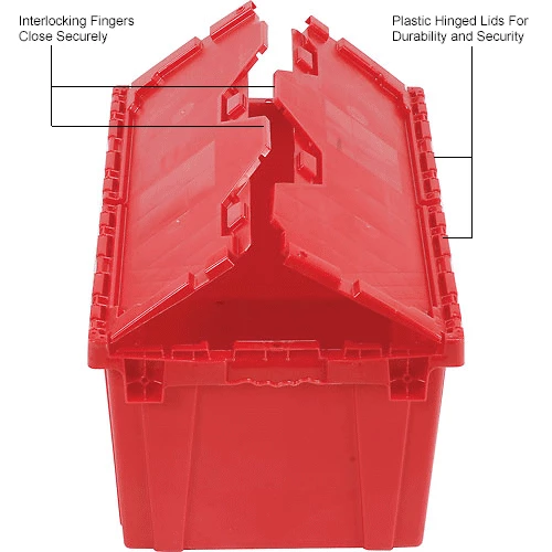 Attached Lid Shipping Container 27-3/16 x 16-5/8 x 12-1/2 Red with Dolly Combo 22 Attached Lid Shipping Container 27-3/16 x 16-5/8 x 12-1/2 Red with Dolly Combo - Image 22