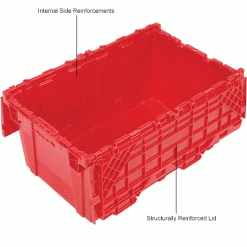 Attached Lid Shipping Container 27-3/16 x 16-5/8 x 12-1/2 Red with Dolly Combo 54 Attached Lid Shipping Container 27-3/16 x 16-5/8 x 12-1/2 Red with Dolly Combo -Containers & Organizers Sales Store 257814RD 3wco