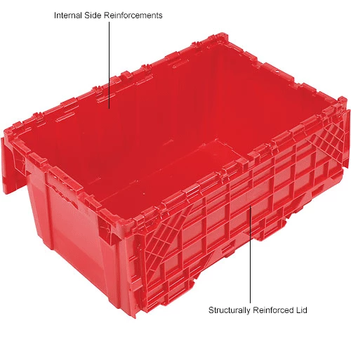 Attached Lid Shipping Container 27-3/16 x 16-5/8 x 12-1/2 Red with Dolly Combo 23 Attached Lid Shipping Container 27-3/16 x 16-5/8 x 12-1/2 Red with Dolly Combo - Image 23
