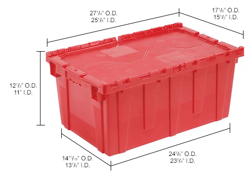 Attached Lid Shipping Container 27-3/16 x 16-5/8 x 12-1/2 Red with Dolly Combo 26 Attached Lid Shipping Container 27-3/16 x 16-5/8 x 12-1/2 Red with Dolly Combo - Image 26