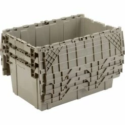 Global Industrial™ Shipping & Storage Container w/Attached Lid, 27-3/16"x16-5/8"x12-1/2", Gray -Containers & Organizers Sales Store 257814 05