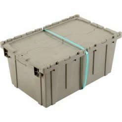 Global Industrial™ Shipping & Storage Container w/Attached Lid, 27-3/16"x16-5/8"x12-1/2", Gray -Containers & Organizers Sales Store 257814 10