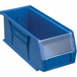 Global Industrial™ Plastic Stack & Hang Bin, 4-1/8"W x 10-7/8"D x 4"H, Blue - Pkg Qty 12 -Containers & Organizers Sales Store 257901BL 01