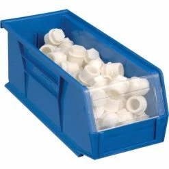 Global Industrial™ Plastic Stack & Hang Bin, 4-1/8"W x 10-7/8"D x 4"H, Blue - Pkg Qty 12 -Containers & Organizers Sales Store 257901BL 02