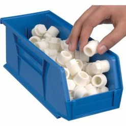Global Industrial™ Plastic Stack & Hang Bin, 4-1/8"W x 10-7/8"D x 4"H, Blue - Pkg Qty 12 -Containers & Organizers Sales Store 257901BL 04