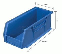 Global Industrial™ Plastic Stack & Hang Bin, 4-1/8"W x 10-7/8"D x 4"H, Blue - Pkg Qty 12 -Containers & Organizers Sales Store 257901BL dim