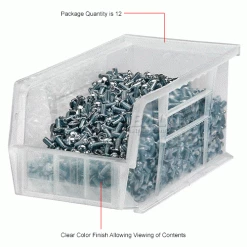 Global Industrial™ Plastic Stack & Hang Bin, 4-1/8"W x 10-7/8"D x 4"H, Clear - Pkg Qty 12 -Containers & Organizers Sales Store 257901CLIN 2wco