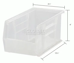 Global Industrial™ Plastic Stack & Hang Bin, 4-1/8"W x 10-7/8"D x 4"H, Clear - Pkg Qty 12 -Containers & Organizers Sales Store 257901CLIN dim