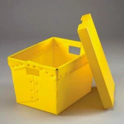 Global Industrial™ Corrugated Plastic Postal Mail Tote Lid Yellow - Pkg Qty 10 -Containers & Organizers Sales Store 257920YL 02 1