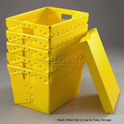 Global Industrial™ Corrugated Plastic Postal Mail Tote With Lid 18-1/2x13-1/4x12 Yellow - Pkg Qty 10 -Containers & Organizers Sales Store 257920YL 2wco