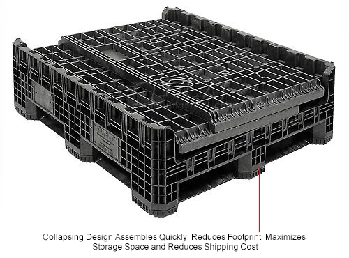 ORBIS GP4048-39 BulkPak Folding Bulk Shipping Container - 48"L x 40"W x 39"H, 2000 Lb. Cap. Black 18 ORBIS GP4048-39 BulkPak Folding Bulk Shipping Container - 48"L x 40"W x 39"H, 2000 Lb. Cap. Black - Image 18