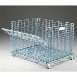 Nashville Wire Products Folding Wire Container GC404830S4 48x40x36-1/2 3000-4000 Lb Cap.Drop Gate 48" Side