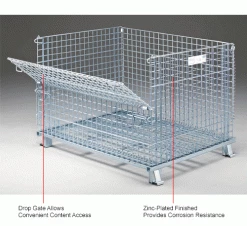 Nashville Wire Products Folding Wire Container GC404830S4 48x40x36-1/2 3000-4000 Lb Cap.Drop Gate 48" Side -Containers & Organizers Sales Store 269410IN 1wco