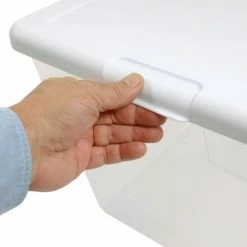 Sterilite 16598008 Clear Storage Tote With Lid 56 Quart 23x16-1/4x12-3/8 - Pkg Qty 8 -Containers & Organizers Sales Store 269460 03