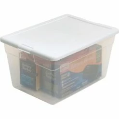 Sterilite 16598008 Clear Storage Tote With Lid 56 Quart 23x16-1/4x12-3/8 - Pkg Qty 8 -Containers & Organizers Sales Store 269460 06