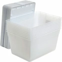 Sterilite 16598008 Clear Storage Tote With Lid 56 Quart 23x16-1/4x12-3/8 - Pkg Qty 8 -Containers & Organizers Sales Store 269460 07