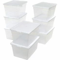 Sterilite 16598008 Clear Storage Tote With Lid 56 Quart 23x16-1/4x12-3/8 - Pkg Qty 8 -Containers & Organizers Sales Store 269460 08