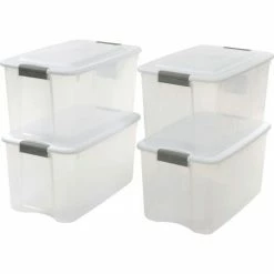 Sterilite 19889804 Clear Storage Tote With Lid 70 Quart 26-1/8x16-1/4x13-1/2 - Pkg Qty 4 -Containers & Organizers Sales Store 269462 09