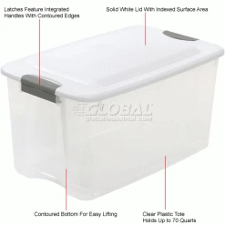 Sterilite 19889804 Clear Storage Tote With Lid 70 Quart 26-1/8x16-1/4x13-1/2 - Pkg Qty 4 -Containers & Organizers Sales Store 269462 1wco