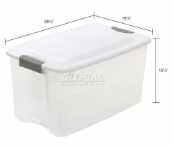 Sterilite 19889804 Clear Storage Tote With Lid 70 Quart 26-1/8x16-1/4x13-1/2 - Pkg Qty 4 -Containers & Organizers Sales Store 269462 dim