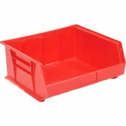 Global Industrial™ Plastic Stack & Hang Bin, 16-1/2"W x 14-3/4"D x 7"H, Red - Pkg Qty 6