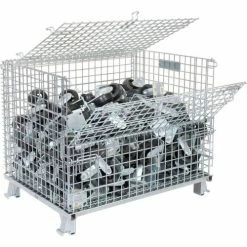 Nashville Wire Products Folding Wire Container GC324028S4L 40x32x34-1/2 3000-4000 Lb. Cap with Lid