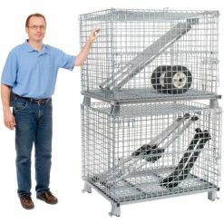 Nashville Wire Products Folding Wire Container GC324028S4L 40x32x34-1/2 3000-4000 Lb. Cap with Lid -Containers & Organizers Sales Store 269749 04