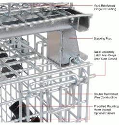 Nashville Wire Products Folding Wire Container GC324028S4L 40x32x34-1/2 3000-4000 Lb. Cap with Lid -Containers & Organizers Sales Store 269749 4wco